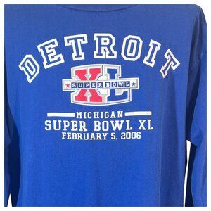 Vintage 2006 Detroit 40th Super Bowl T Shirt Mens XL Blue Long Sleeve Blue NFL